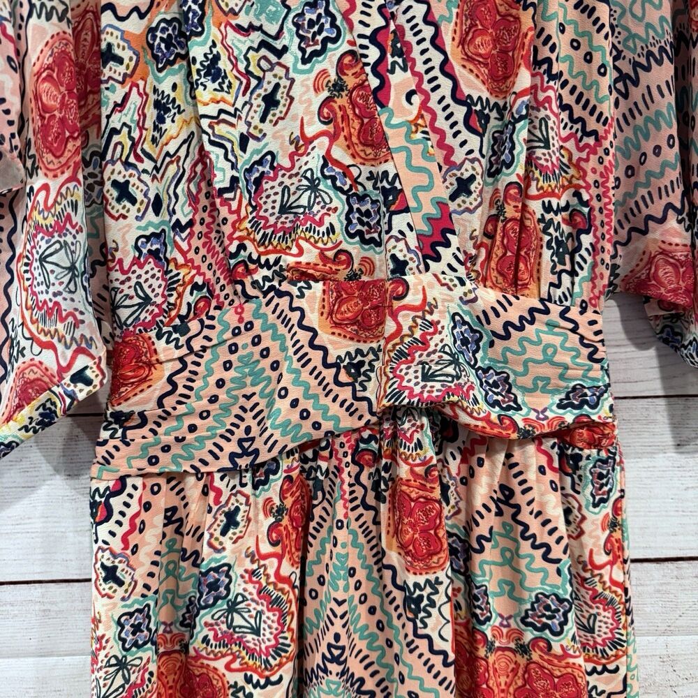 Anthropologie Maeve Siya Kimono Mini Dress Size 4 Multicolored Floral - Picture 8 of 15
